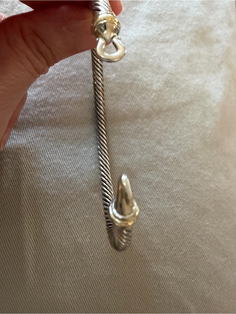 David Yurman Two-Tone Silver and Gold Cable Bracelet - Picture 4 of 7
